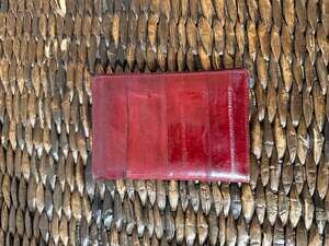 Vintage Burgundy Eel Skin Bifold Wallet and Credit Card Holder